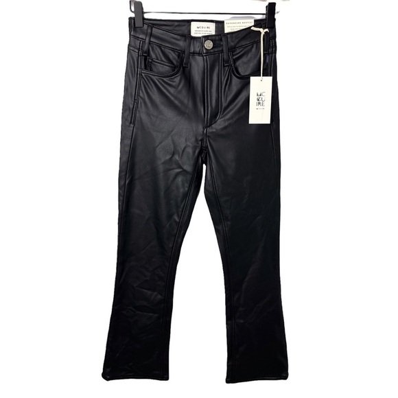 McGuire Gainsburg Cropped Bootcut Vegan Leather Pants Black Size 24 - Picture 2 of 11